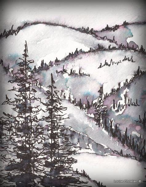 Elegant Writer Penquick Snow Scene Sketch Landscape