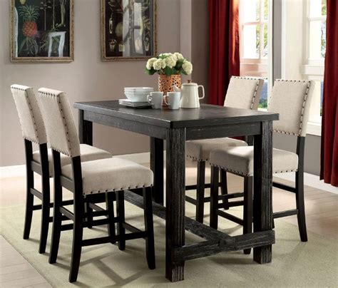 Counter chairs come in different make, design, and quality. CM3324BK-PT-5PC 5 pc sania black finish wood counter ...