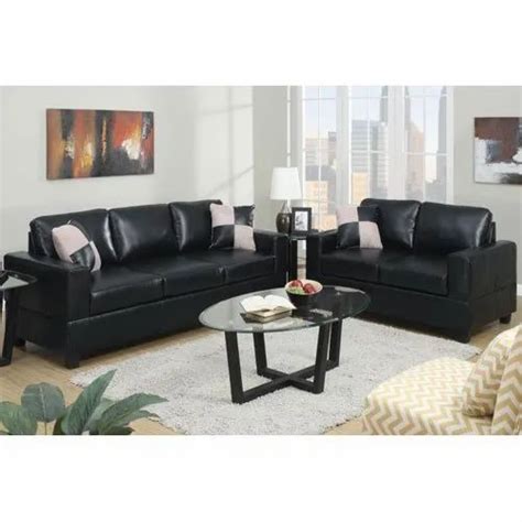4572 Mm 5 Seater Leather Black Sofa Set Living Room Rs 65000 Piece