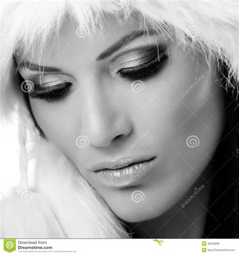 Closeup Black And White Glamour Portrait Royalty Free