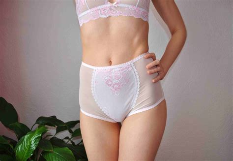White Sheer Panties With Lace On High Waist Etsy