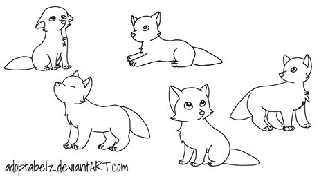 Three Wolf Pups Anime Coloring Pages