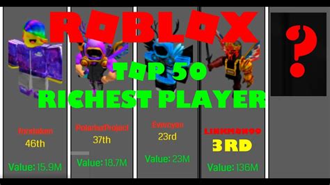 Top 50 Richest Roblox Players Comparison Youtube
