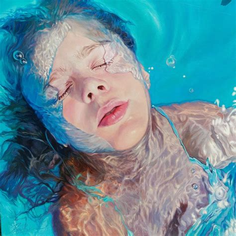 Mixed Media Painting Canvas Painting Atlanta Portrait Professional Swimmers Underwater Art