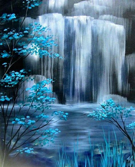 Pin By Dezarae Caron On Paint Night Ideas Waterfall Paintings
