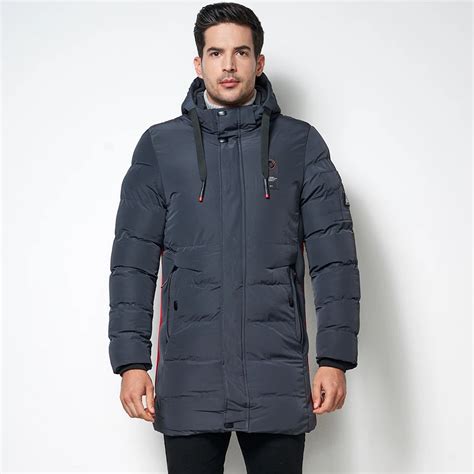 buy 2018 men new winter long hooded coat parkas jacket men business casual