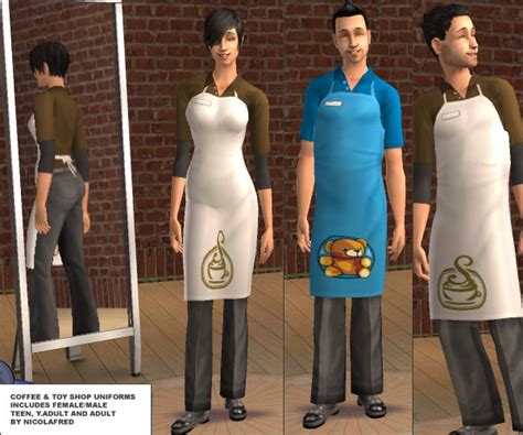 Mod The Sims Coffee And Toy Shop Uniforms By Nicolafred