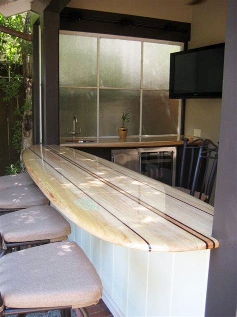Surfboard Bar Table Outdoors Outdoor Coastal Decor