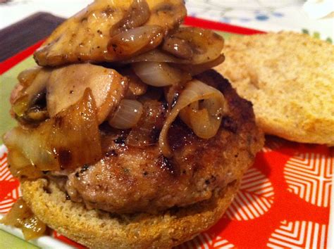 Open Faced Turkey Burger With Caramelized Onions And Mushrooms Recipe