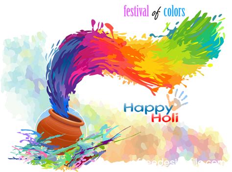 Happy Holi Festival With Color Background Vector 09 Free Download