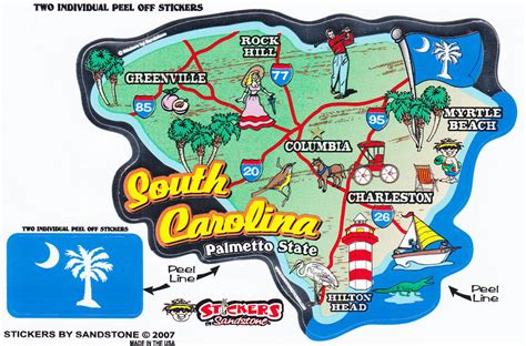 Buy South Carolina State Map Die Cut Sticker Flagline