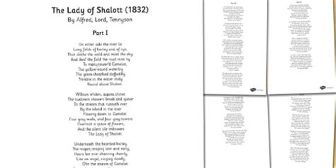 The Lady Of Shalot By Alfred Lord Tennyson Poem Sheets