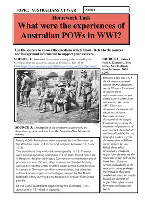 What Were The Experiences Of Australian Prisoners Of War In World War I