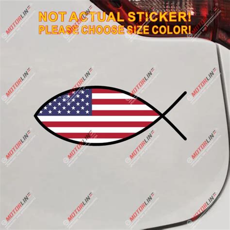 Jesus Fish Usa American Flag Decal Sticker Car Vinyl Reflective Glossy