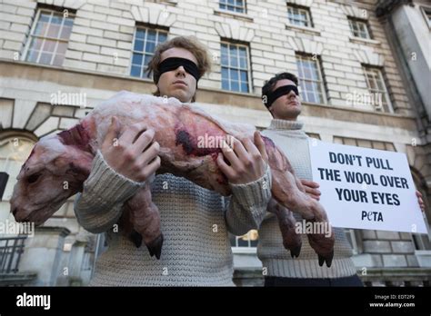 London, UK. 9 January 2015. Animal rights campaign group PETA protest