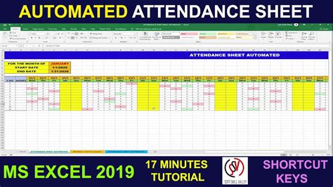 How To Make Automated Attendance Sheet In Ms Excel 2019 Part 2 Youtube