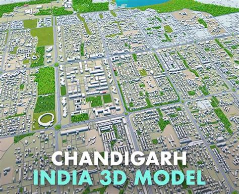 Chandigarh City India 3d Model 20km Flippednormals