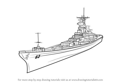 How To Draw A Battleship Uss Missouri Battleship Drawings