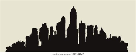 Futuristic City Silhouette Panorama Vector Stock Vector Royalty Free