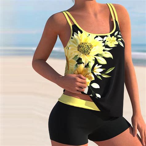 Buy Plus Size Women Floral Tankini Tummy Control Swimwear Tank Top