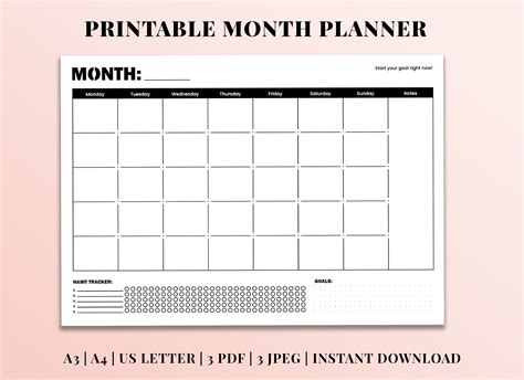 Month Planner Printable