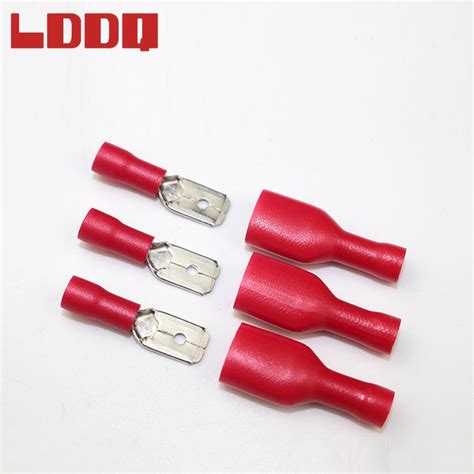 Lddq 100pcs Red Fully Insulated Spade Crimp Terminals Elactrical Wire