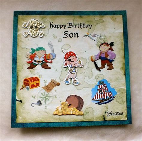 Sons Birthday Handmade Fun Pirate Theme Card Card Embellishments