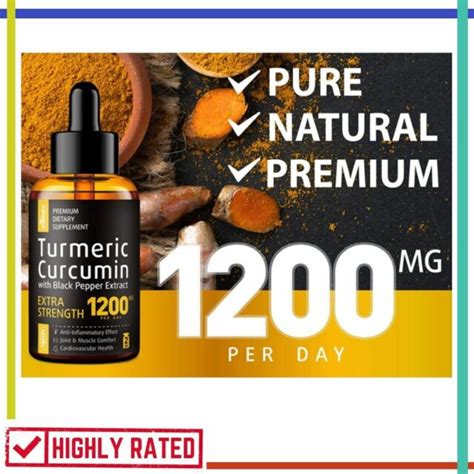 TURMERIC Curcumin With BioPerine Supplement For Pain Relief 1200mg By