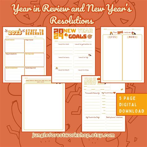 New year 2024 kids printable workbook activity pages bundle 30 worksheet packet resolutions