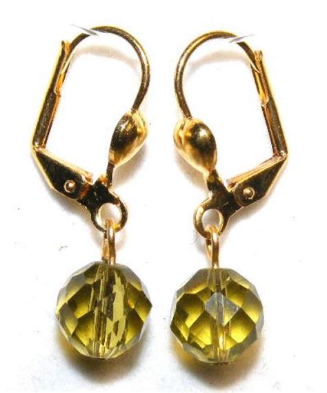 Olive Glass Crystal Earrings 13596 £099 The Gem Tree Gemstone