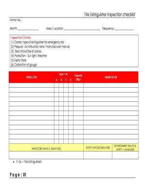 Fire Extinguisher Checklist Excel Fill Online Printable Fillable