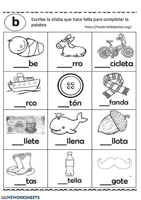 Silabas Con B Worksheet Spanish Lessons For Kids Kindergarten Summer
