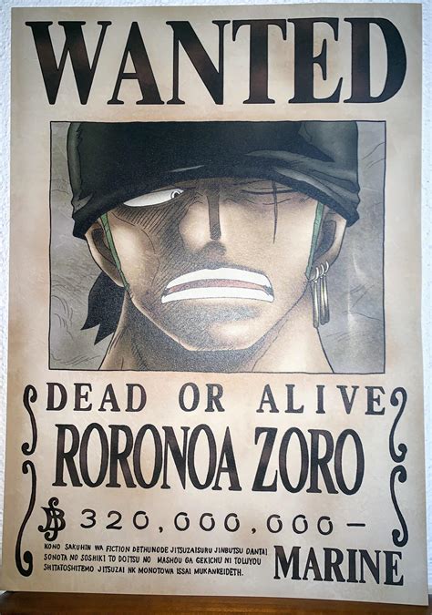 Amazing Zoro Wanted Poster From The One Piece Tower Onepiece