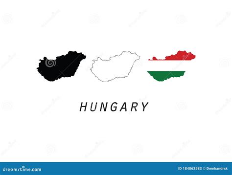 Hungary Outline Map National Borders Stock Vector Illustration Of