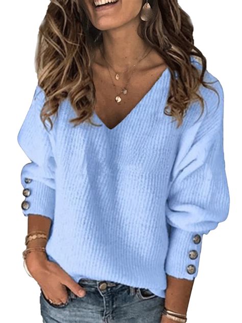Warm Winter Plus Size Lantern Long Sleeve Sweaters Jumper For Women