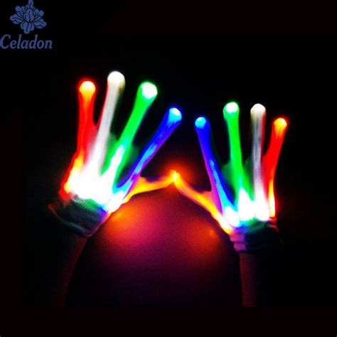 1pair Unique Led Luminous Gloves Lighting Flashing Finger Glow Flash