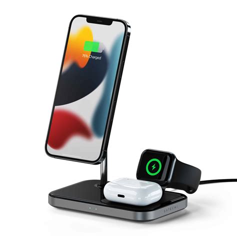 Satechi 3 In 1 Magnetic Wireless Charging Stand Simultaneously Charges