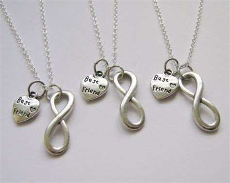 Bff Necklaces For 3 Infinity And Heart Best Friend Etsy Friend