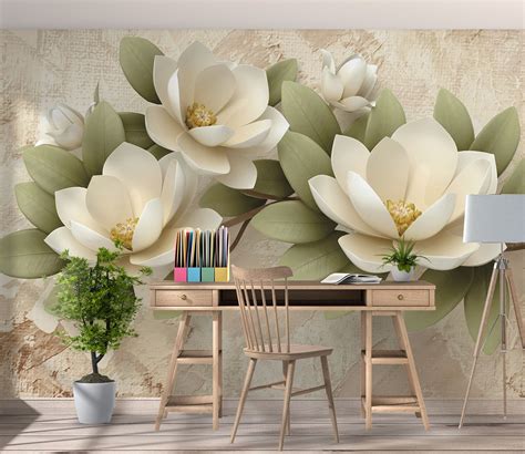 3d White Flower 1066 Wall Murals Aj Wallpaper