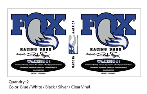 Fox Racing Shox Blue Logo Decals The Sled Printer