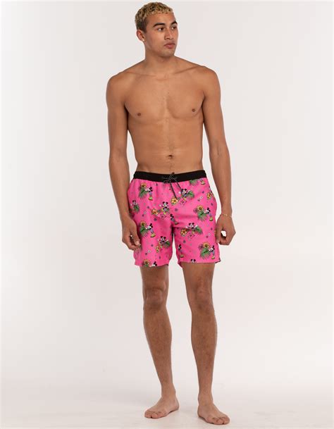 Neff X Disney Mickey Hot Tub Mens Volley Shorts Pink Tillys