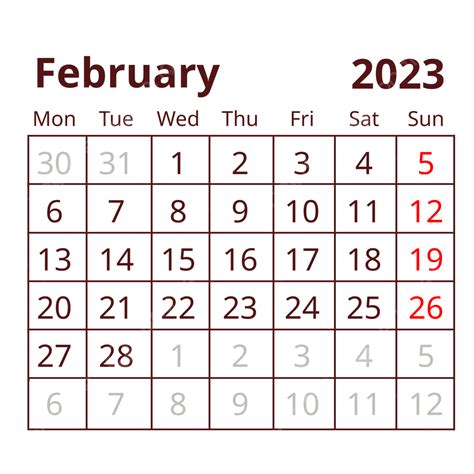 Simple Minimalist Maroon Table February 2023 Calendar Simple Calendar