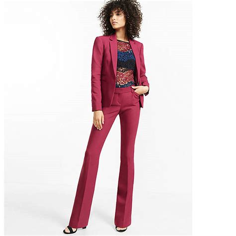 Fashion Pants Suit Burgundy Womens Trouser Suit Slim Fit