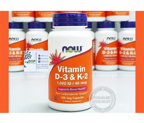 Viên Uống Vitamin D3 K2 1000iu 45mcg Của Now 120 Viên Mỹ Thế Giới