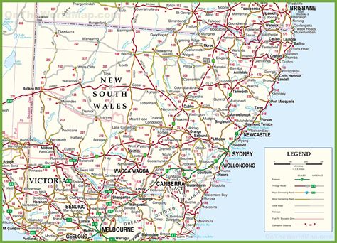 Nsw Mapa Austrália Mapa De Nsw Austrália