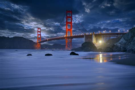 Download Bridge Night Man Made Golden Gate Hd Wallpaper