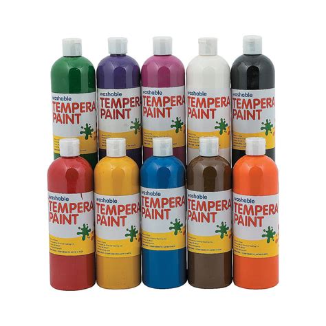 Washable Tempera Paint Set Basic Supplies 10 Pieces