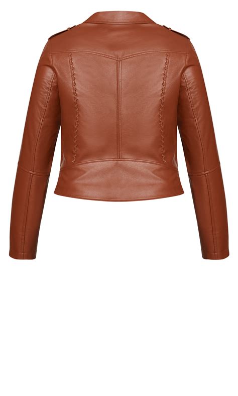 Shop Womens Plus Size Whip Stitch Copper Biker Jacket