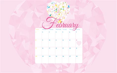 February Calendar Printable Pink Papier Bonbon