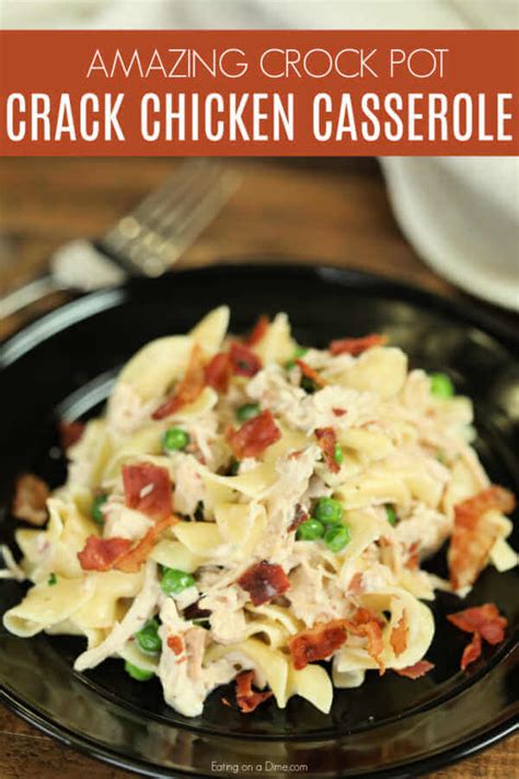 Boneless white chicken meat, a creamy sauce, bacon, mushrooms, and cheese make a filling and decadent dinner with just 15 minutes of preparation. Crock Pot Chicken Casserole Recipe - Crack Chicken Casserole